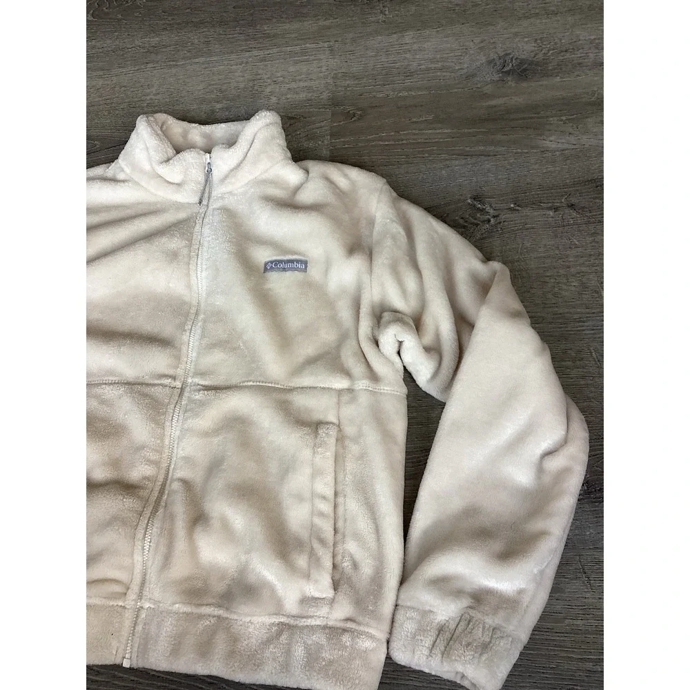 Columbia Womens Fleece Size XL Jacket Plush Very Soft Full Zip Cream Coat